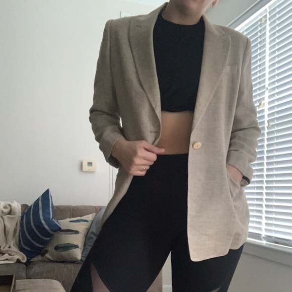 Vintage Tan Blazer (linen) - Picture 2 of 5